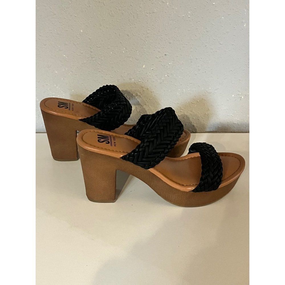 NWOT S M New York Woman’s Black Braided heel W:8.5 EE